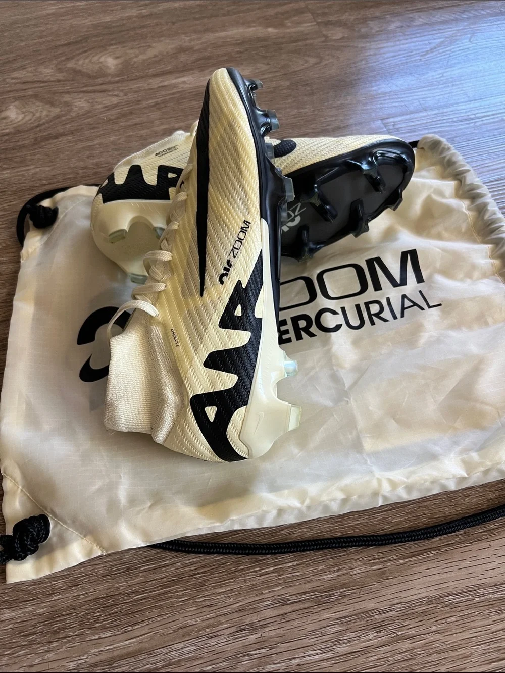 Nike Mercurial Air Zoom Soccer Cleats - Cream/Black